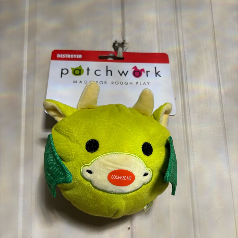 Brand New Patchwork Snuggler Dog Toy With Squeaker